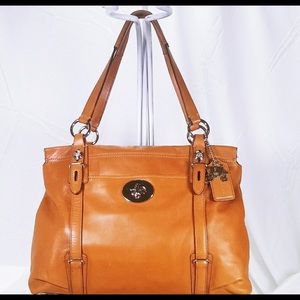 Coach tan saddle leather handbag large